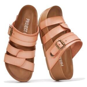 Project Cloud Proud Vegan Leather Platform Sandals  Memory Foam Womens Sz 11